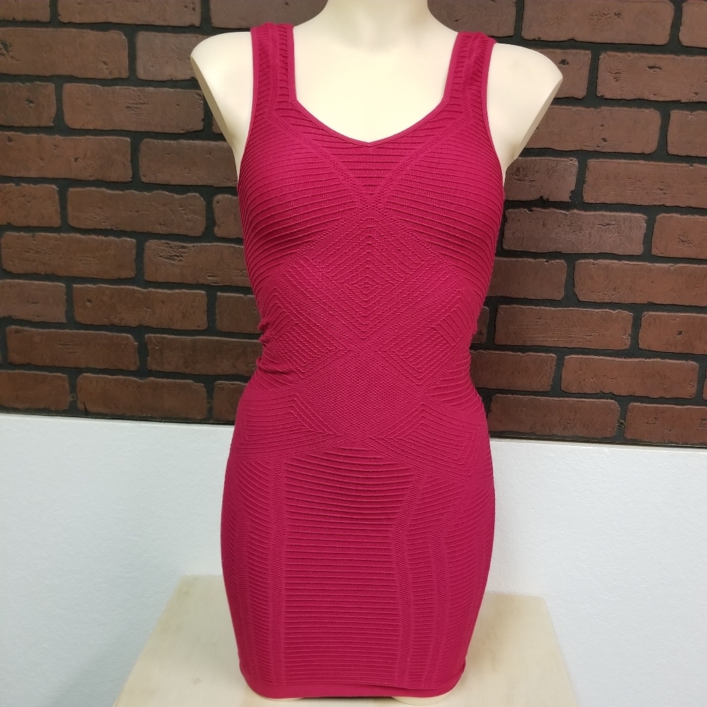 Bebe bodycon mini dress in deep pink size small